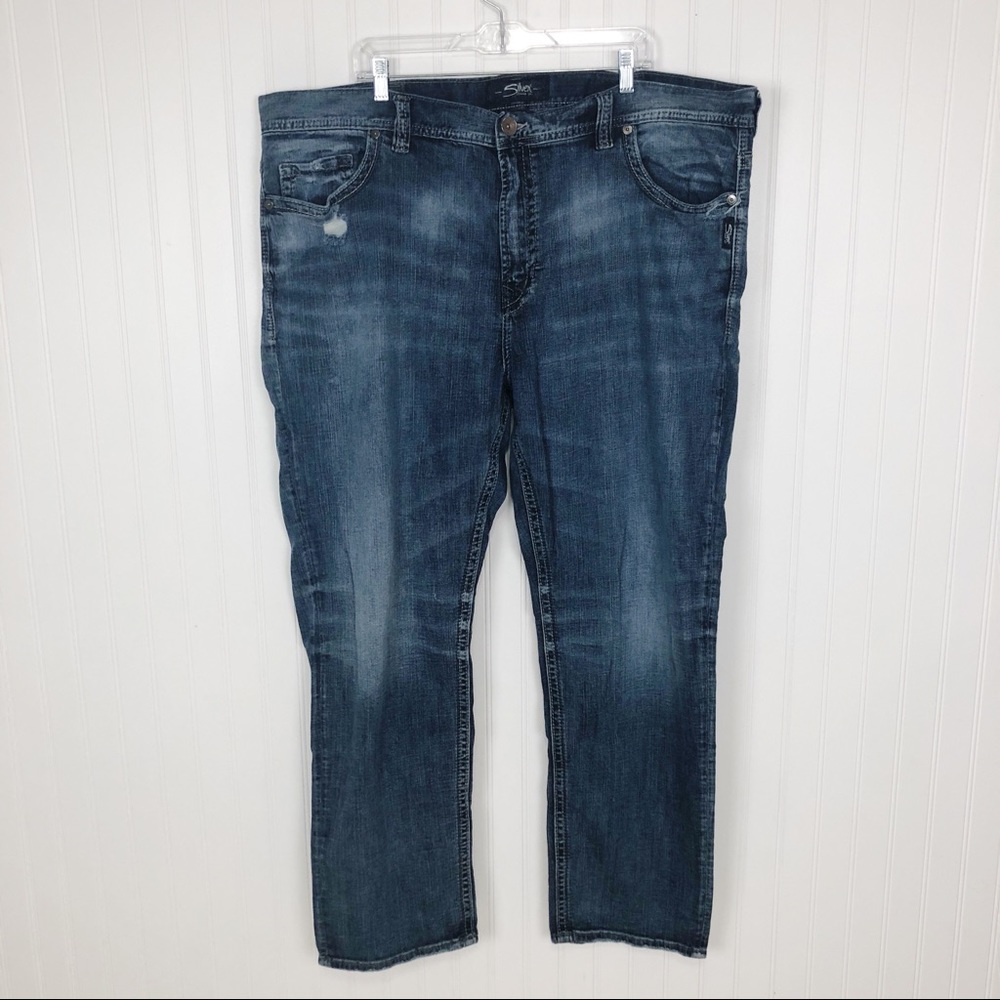 Silver Jeans Grayson Fit Distressed Denim 48 x 32